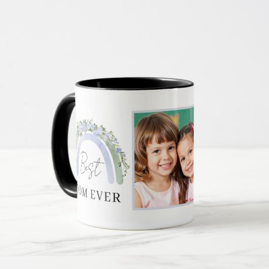 Foto Beste Moeder Mok Boho Groen Blauw Bloemig Reg (Voorkant links)