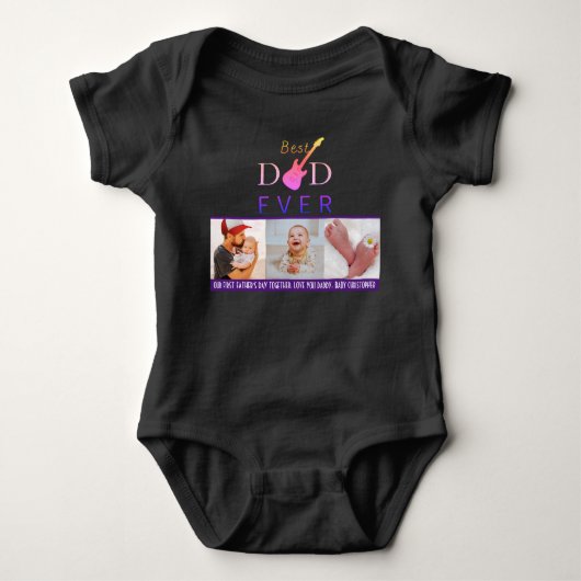 Foto Beste Papa Ooit Trendy Cute 1e Vaderdag Romper (Voorkant)