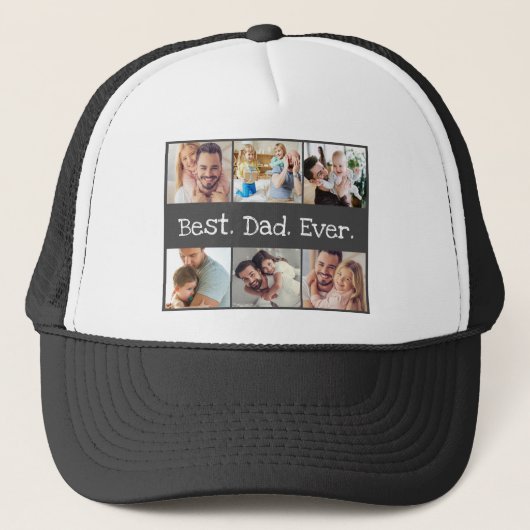 Foto Beste vader ooit Collage Black en White Trucker Pet (Voorkant)