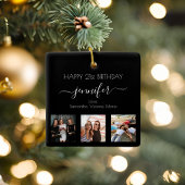 Foto beste vrienden verjaardag zwart wit chic keramisch ornament