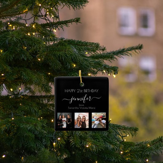 Foto beste vrienden verjaardag zwart wit chic keramisch ornament