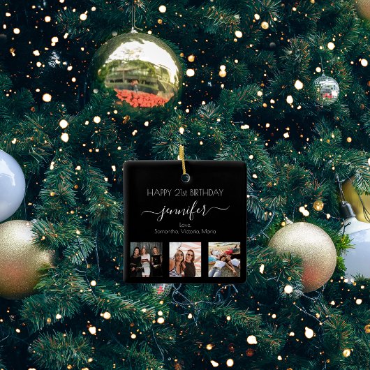 Foto beste vrienden verjaardag zwart wit chic keramisch ornament