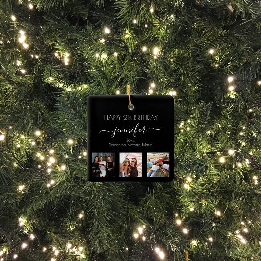 Foto beste vrienden verjaardag zwart wit chic keramisch ornament