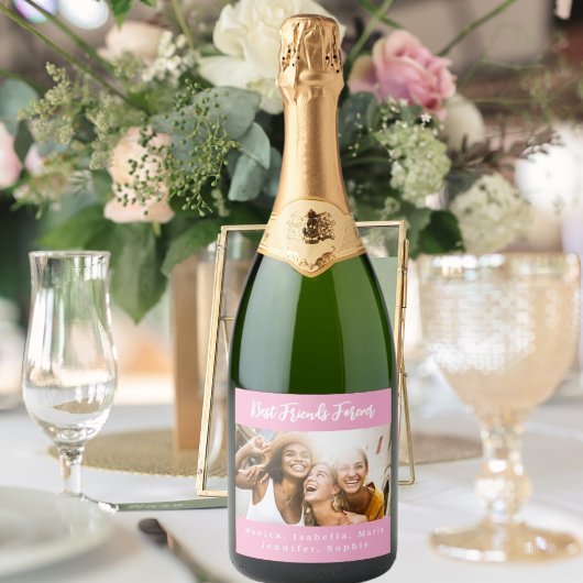Foto beste vrienden voor altijd besties feest roze sparkling wijnetiket