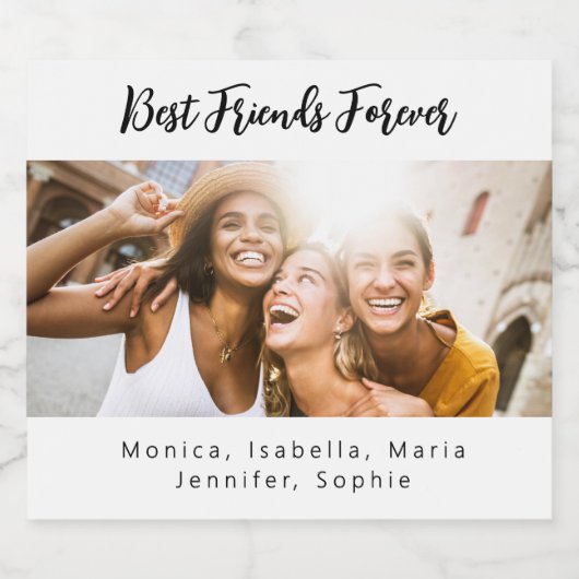 Foto beste vrienden voor altijd besties feest sparkling wijnetiket (Enkel label)