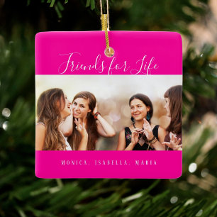 Foto beste vrienden voor het leven heet roze keramisch ornament