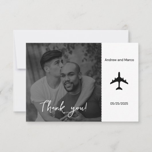 Foto Bestemming Boarding Pass Bruiloft Bedankkaart (Voorkant)