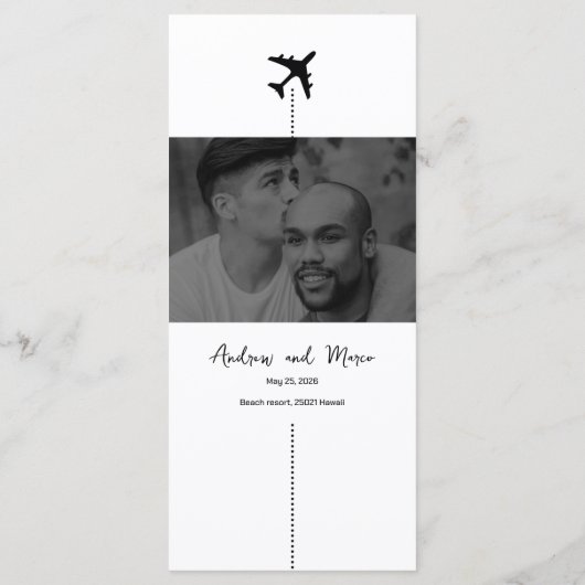 Foto Bestemming Boarding Pass Bruiloft Menu (Achterkant)