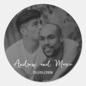 Foto Bestemming Boarding Pass Bruiloft Ronde Sticker (Voorkant)