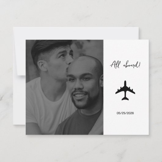 Foto Bestemming Boarding Pass Bruiloft RSVP Kaartje (Achterkant)