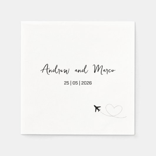 Foto Bestemming Boarding Pass Bruiloft Servet (Voorkant)
