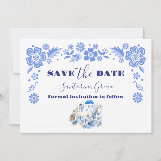 Foto Bestemming Griekenland Santorini Bruiloft Save The Date (Achterkant)
