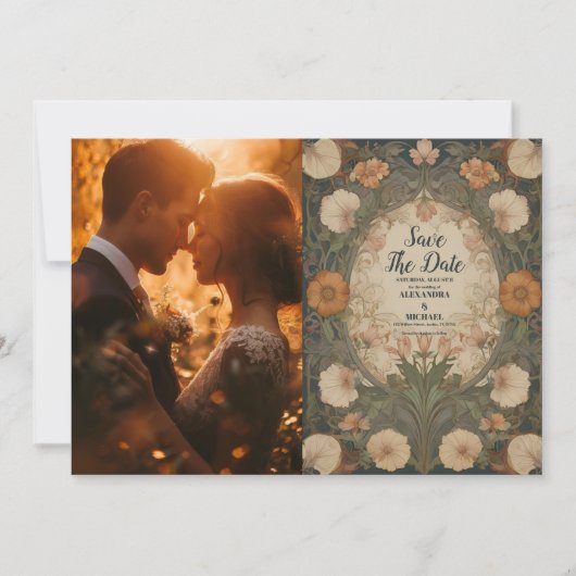 Foto Betoverde Tuin Art Nouveau Bruiloft Save The Date (Voorkant)