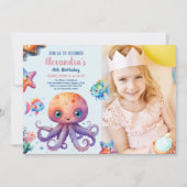 Foto betoverende Waterverf Onder-het-Zee Verjaarda Kaart (Voorkant)