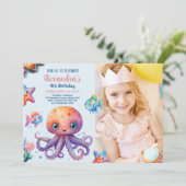 Foto betoverende Waterverf Onder-het-Zee Verjaarda Kaart (Staand voorkant)