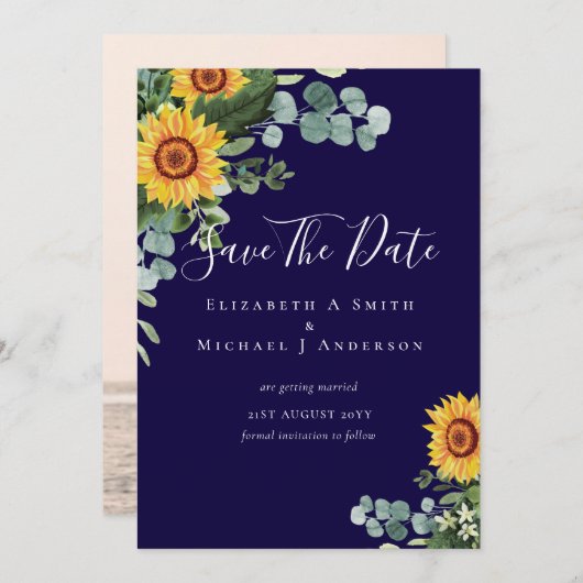 Foto Bewaar Datum Rustieke ZONNEBLOEMEN Groeneleme (Voorkant / Achterkant)