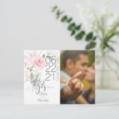 Foto Bewaar de datum Blush Pink Waterverf Floral Briefkaart (Staand voorkant)