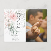 Foto Bewaar de datum Blush Pink Waterverf Floral Briefkaart (Voorkant)