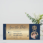 Foto Bewaar de datum Boarding Pass Ticket Gold Kaart (Staand voorkant)