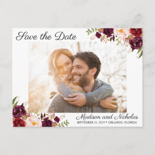 Foto Bewaar de datum Briefkaarten Marsala Pink Flo