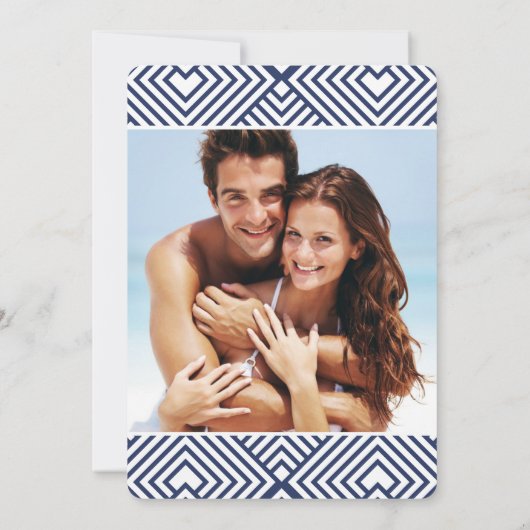 FOTO BEWAAR DE DATUM eenvoudige GEO moderne bruilo Kaart (Achterkant)