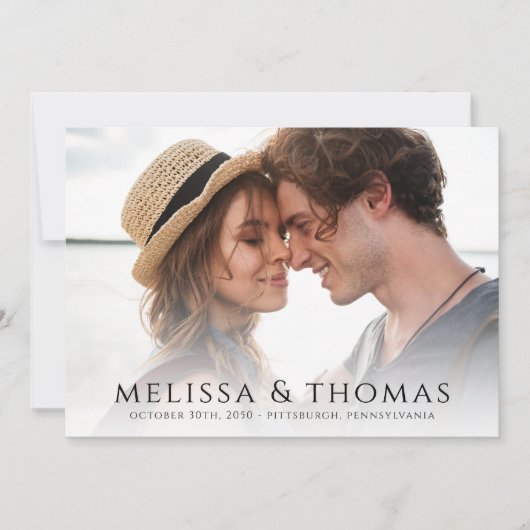 Foto Bewaar de datum Eenvoudige Minimalistische QR Save The Date (Voorkant)