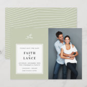 FOTO BEWAAR DE DATUM eenvoudige tak rand salie gro Kaart (Voorkant / Achterkant)