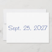 Foto Bewaar de datum in blauw en wit Kaart (Achterkant)