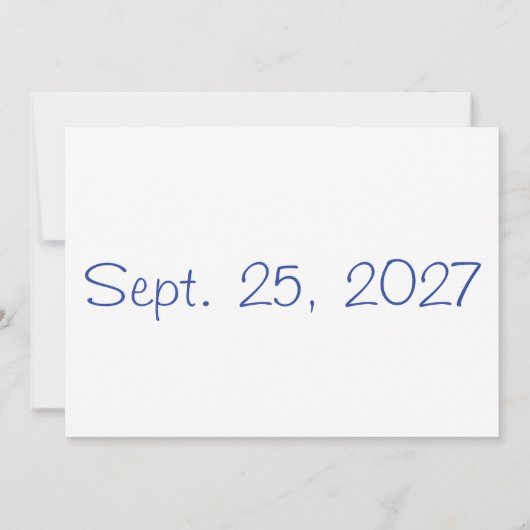 Foto Bewaar de datum in blauw en wit Kaart (Achterkant)