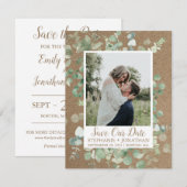 Foto Bewaar de datum met Green Eucalyptus Lijst Save The Date (Voorkant / Achterkant)