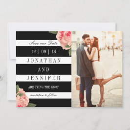 Foto Bewaar de datum met zwart-witte strepen Save The Date