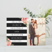 Foto Bewaar de datum met zwart-witte strepen Save The Date (Staand voorkant)