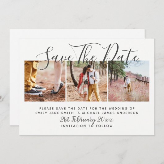 FOTO BEWAAR DE DATUM Moderne bruiloft Kaart (Voorkant / Achterkant)