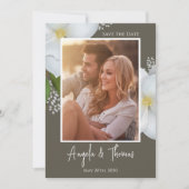 Foto Bewaar de datum QR Code Bloemen groen Save The Date (Voorkant)