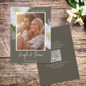 Foto Bewaar de datum QR Code Bloemen groen Save The Date