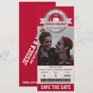 Foto Bewaar De Datum Trouwkaart Sport Ticket Kaart