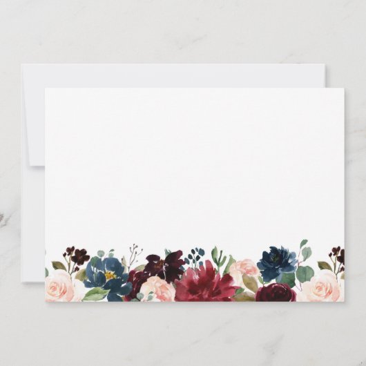 Foto Bewaar de Datumkaarten met Navy Marsala Flowe Save The Date (Achterkant)
