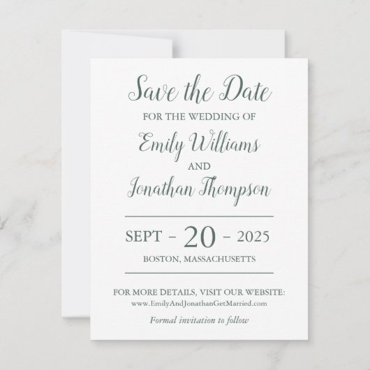 Foto Bewaar onze datum met Green Eucalyptus Lijst Save The Date (Achterkant)