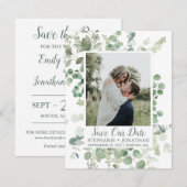 Foto Bewaar onze datum met Green Eucalyptus Lijst Save The Date (Voorkant / Achterkant)