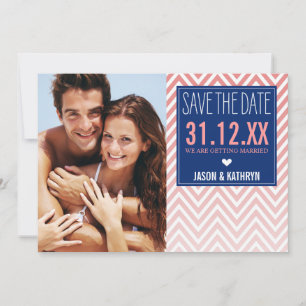 FOTO BEWAART U DE DATE ombre chevron coral navy bl Kaart