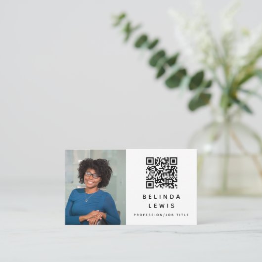 Foto Bezoekend Calling Card QR Code Visitekaartje (Staand voorkant)