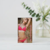 Foto: Bikini Barista Drive-Thru Pink Custom Klantenkaartje (Staand voorkant)