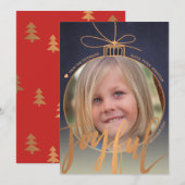 Foto Binnen Kerstboom Decor Roos Goud Vrolijk Feestdagenkaart (Voorkant / Achterkant)