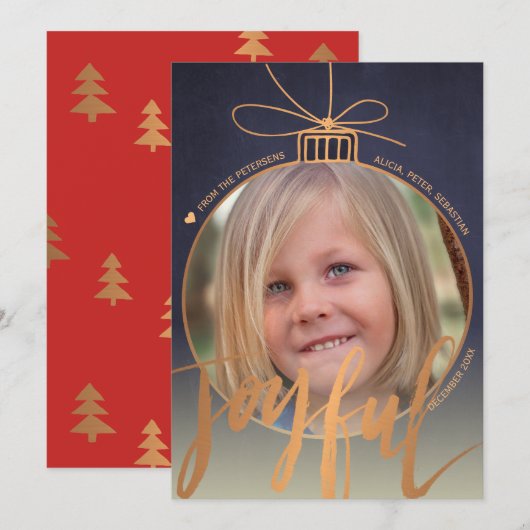 Foto Binnen Kerstboom Decor Roos Goud Vrolijk Feestdagenkaart (Voorkant / Achterkant)