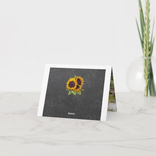 Foto binnen rustieke zonnebloemen dank u bruiloft bedankkaart (Achterkant)