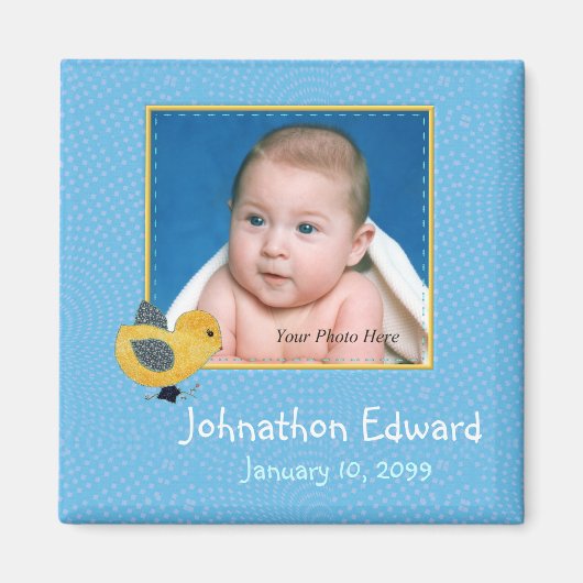 Foto: Birth Annoucement Cute Baby Chick Magneet (Voorkant)