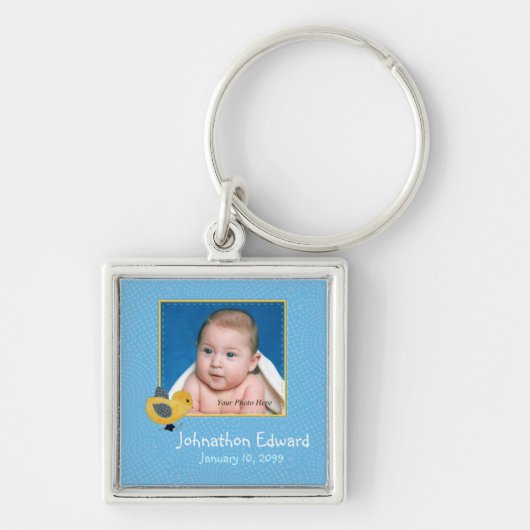 Foto: Birth Annoucement Cute Baby Chick Sleutelhanger (Voorkant)