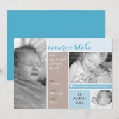 FOTO BIRTH ANNOUNCEMENT mondrian boy blauw Aankondiging (Voorkant / Achterkant)