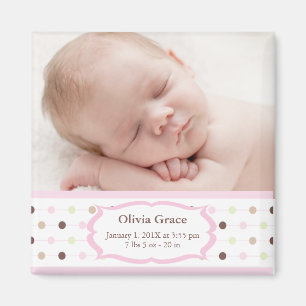 Foto: Birth Announding Magnets - Baby Girl Magneet