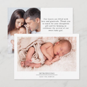 Foto: Birth Stats New Baby Bedankkaart